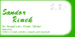 sandor rimek business card